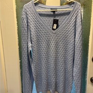 Tommy Hilfiger Light Blue 100% Cotton V-Neck Sweater NWT Men’s